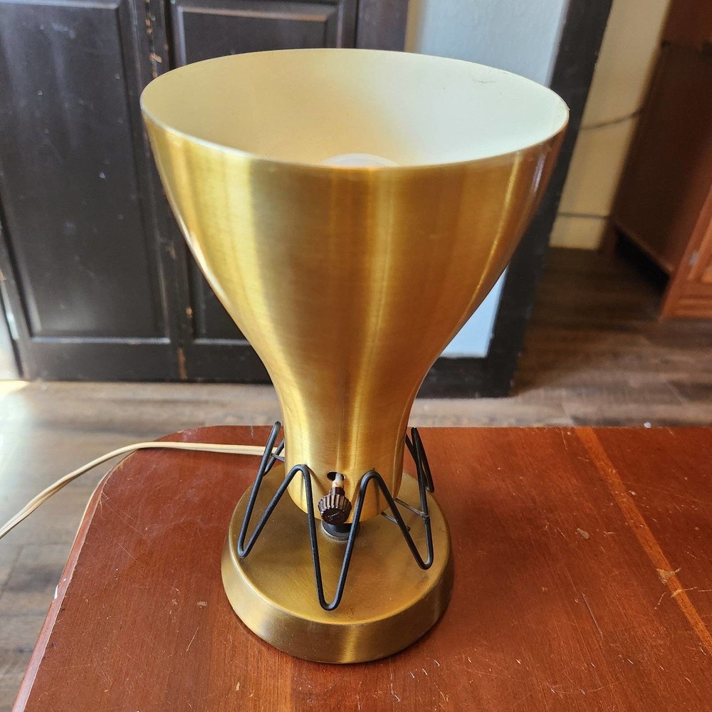 Vintage Gold Table Lamp with Black Wire Accent